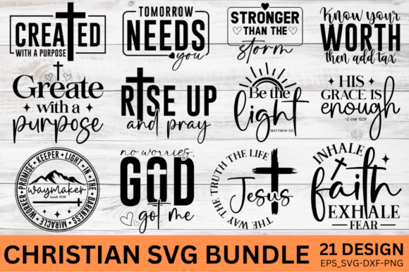 Boho Elegant Christian SVG PNG Bundle for T-Shirt Designs