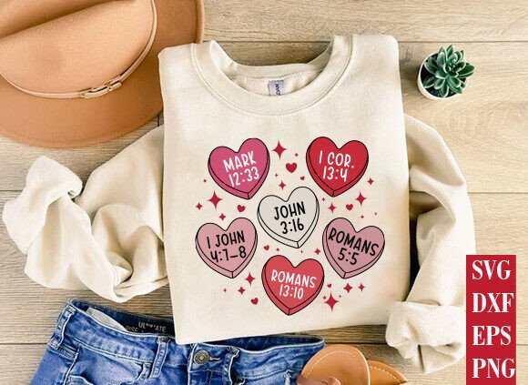 Christian Valentine SVG PNG, Bible Verse T-Shirt Designs