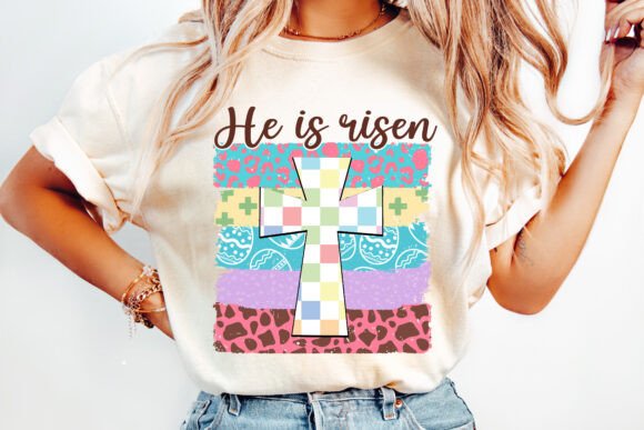 He is Risen Christian Easter Cross PNG for T-Shirt Designs