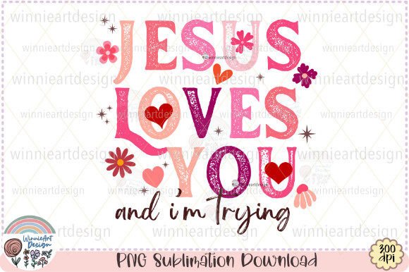 Jesus Loves You Retro Valentines Day PNG