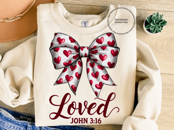 Valentine Heart Bow Christian Love Png for T-Shirt Designs